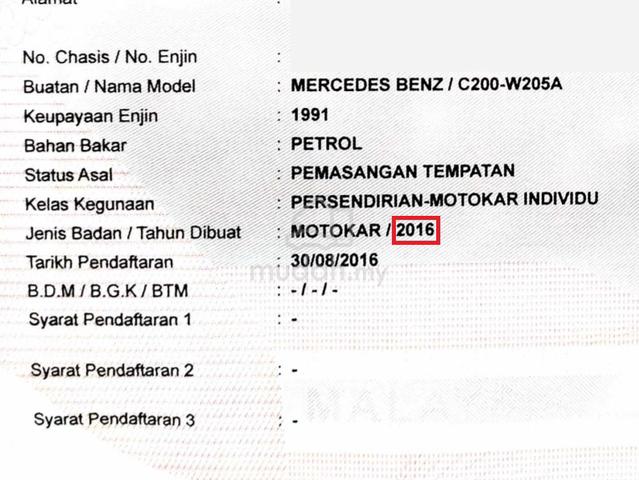 2016 Mercedes Benz C200 2.0 GENUINE ORI 78K KM - 2
