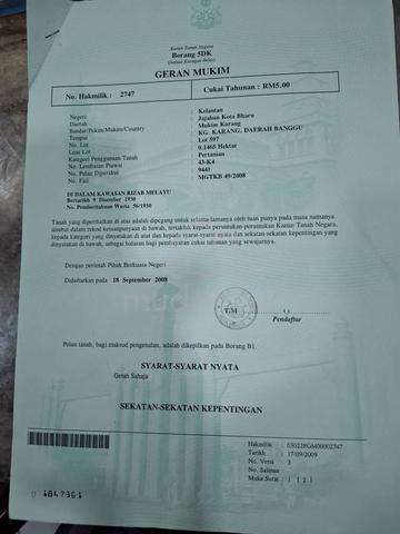 Tanah tepi jalan di Karang Kota Bharu 1