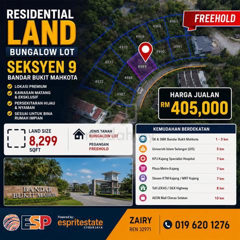 LOT BUNGLOW FREEHOLD di Bandar Bukit Mahkota SEKSYEN 9 1