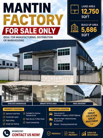 Value Buy Brand New Factory Facing Main Road @ Mantin Seremban 1