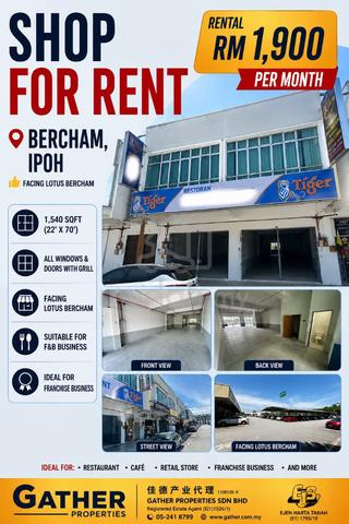 Shop For Rent (Ground Floor), Bercham, Ipoh 1