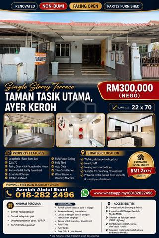[Non-bumi Lot] Single Storey Taman Tasik Utama, Ayer Keroh, Melaka 1