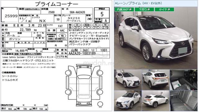 2023 Lexus NX 250 2.5 LUXURY Grade 5A Black Seats - 2