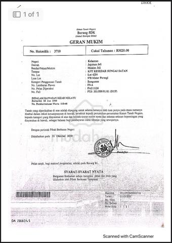 Tanah untuk dijual (Sungai Satan, Jeli) 1