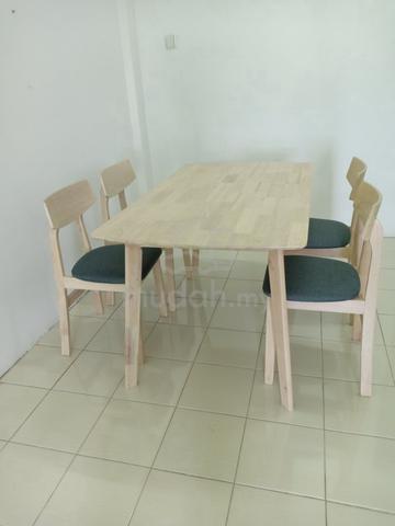 Dining Table Quality Solid Rubber Wood - 1 Set 5pc - photo 2 of 6