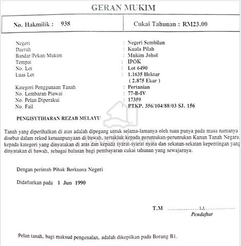 Tanah Pertanian Untuk Di Sewa  Di kampung Ipok Air Mawang 1