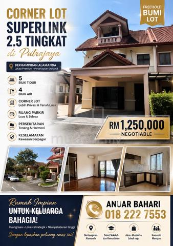 Corner Lot 2.5 Storey House Presint 16 Putrajaya 1