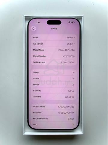 Excellent iPhones 16 Pro Max 256GB White Ori Box - photo 4 of 6