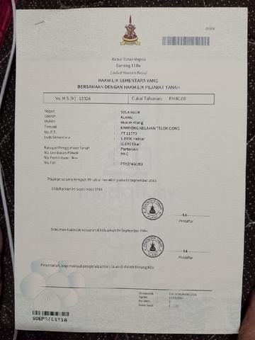 Lot 11770 Jln Ikan Mata Duyung TelokGong Port Klang Selangor. 1
