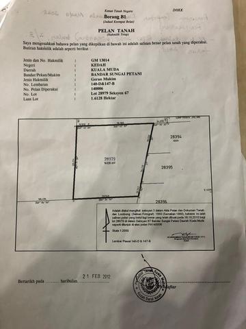 Tanah Freehold Untuk Di Jual, Di Sungai Petani 1
