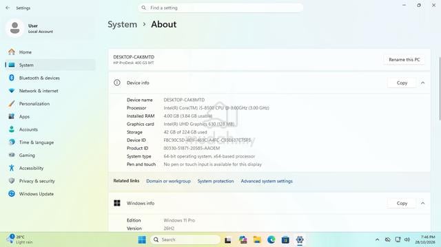 HP Prodesk 400 G5 MT
i5-8500 4GB DDR4 240GB SSD - photo 4 of 6