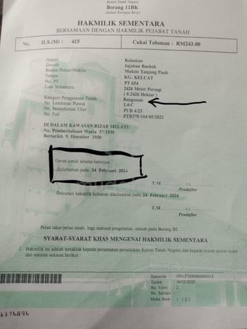 Tanah Murah 600 depa 68k Status Bangunan di Bachok 2