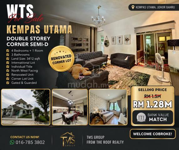 Most Cheapers Kempas Utama 🏠 Double Storey Corner Semi-D for sale 1