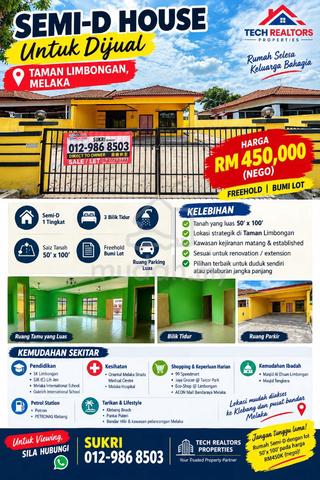 Semi D utj DIJUAL di Limbongan, Melaka 1