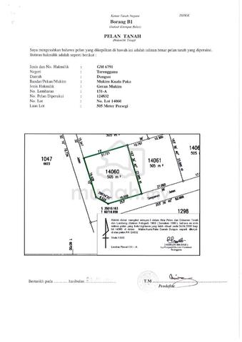 Tanah di Paka, Terengganu untuk dijual segera. 1