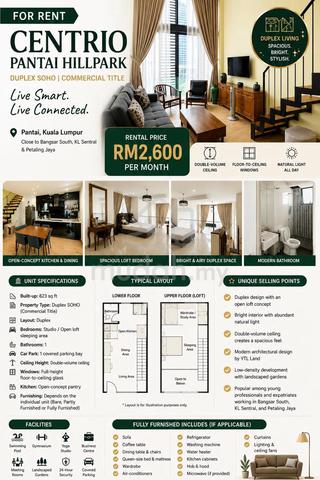 Duplex utk disewa Centrio Pantai Hillpark | Fully furnished 1