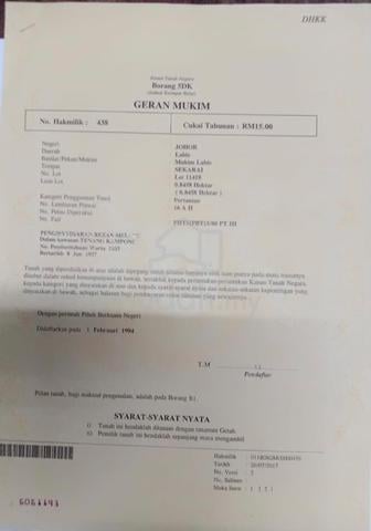 lot 2 ekar dalam kawasan kampung 1