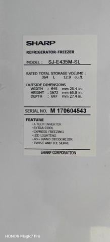 Sharp Refrigerator 364L 2 door  - photo 6 of 6