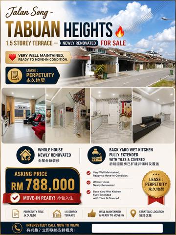 Newly renovated 1.5 Storey Terrace at Tabuan Heights for Sale 1