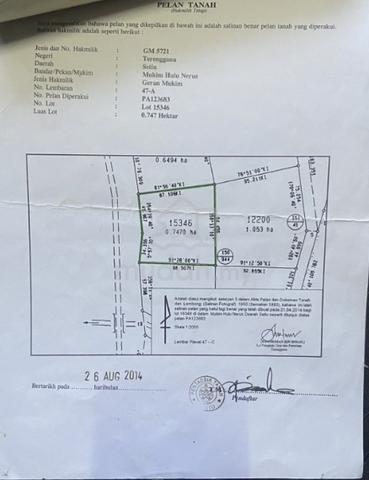 tanah pertanian erea setiu untuk dijual 1