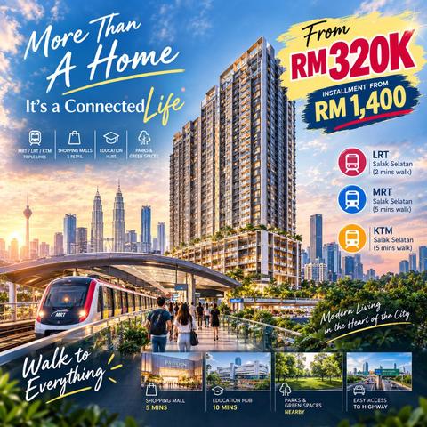 AIRBNB Rental ! 1.4k /mth @ 2 R DUALKEY | 50m MRT LRT Link Midvalley 1