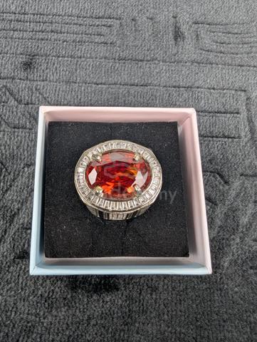 Cincin Permata Orange Sapphire Ring Micro Setting - photo 3 of 5