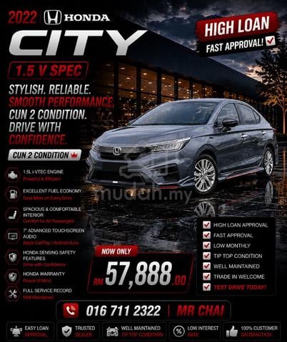 -2022 Honda CITY 1.5 V (A) Sporty Bodykits F/Loan - 1