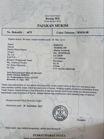 Tanah Kg Jenderak 1
