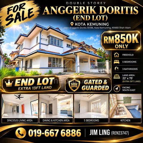 [End Lot, extra 13ft] 2 storey Anggerik Doritis, Kota Kemuning 1