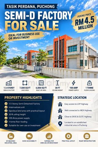 1.5Sty Semi-D Factory in Tasik Perdana Puchong 1