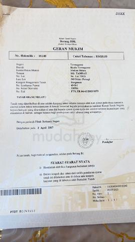 Tanah Lot untuk dijual mukim Manir 1