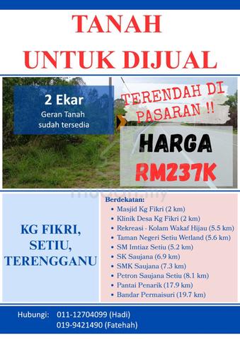 Tanah murah tepi jalan utama - Kg Fikri, Jalan Besar Saujana, Setiu 1