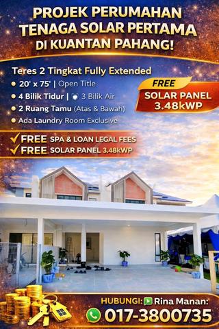 (Rumah Solar Pertama Kuantan) Baru D'Marina Tanjung Lumpur Kuantan 1