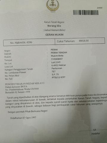 Tanah Bota Titi Gantong 1