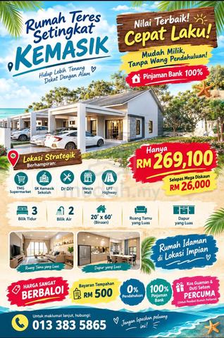 MampuMILIK Rumah Teres 1 tingkat Kemasik 1