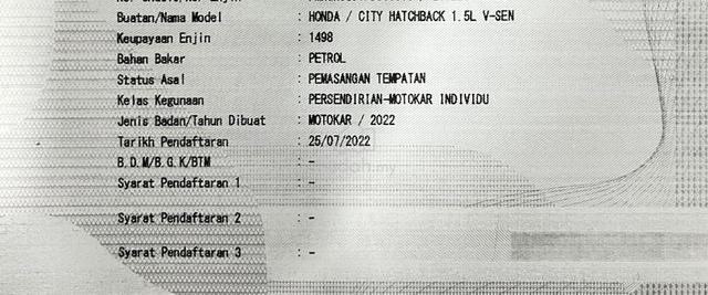 2022 Honda CITY 1.5 V SENSING (A) [SERVICE HONDA] - 2