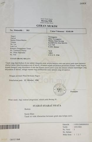 Tanah lot murah untuk di jual, kuala berang 1