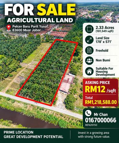 Zoning Housing Land For Sale @ Parit Yusof 1