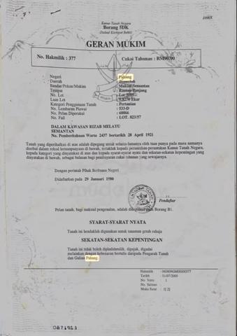 Tanah untuk Dijual…-Status (Tanah Kebun/Pertanian) 1