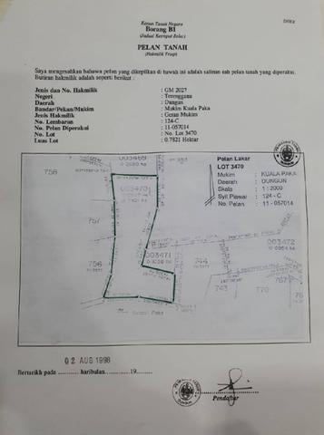 Tanah Di Kampung Nyior, Paka 1