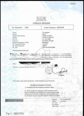 Lot banglo untuk dijual di wakaf gelam tembila besut 1