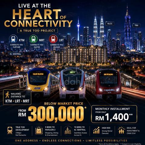 1st Home Airbnb ! 50m to MRT LRT @ Link TRX Midvalley - 2 R 1.4K / MTH 1