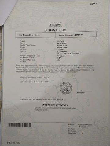 Tanah satu ekar untuk dijual setengah ekar di Temerloh Pahang 1