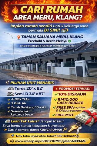 Teres 10 minit setia alam Cash Back RM10,000 Full loan 1