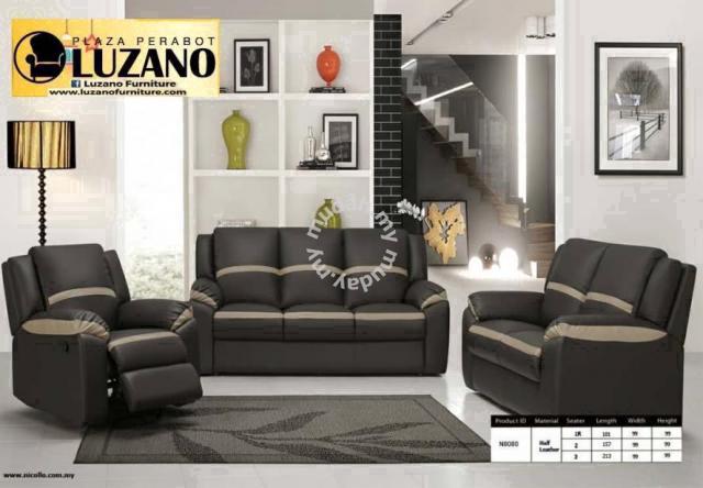 Seater Half Leather Sofa N 8080 17, Two Tone Leather Couches