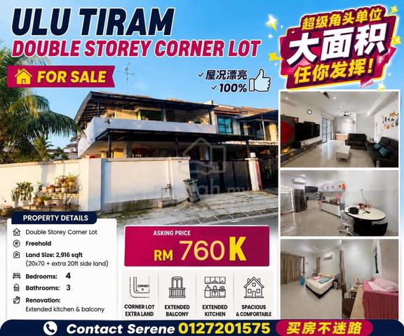 Ulu Tiram 2 storey corner below market value full loan zero deposit 💯 1