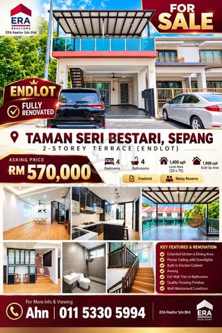 Endlot 2-Storey Terrace Taman Seri Bestari, Sepang 1