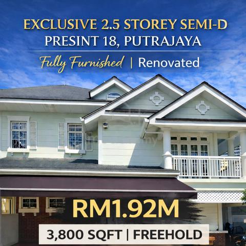 Fully Furnished - Big Land|Semi D, 2.5 Storey , Presint 18, Putrajaya 1