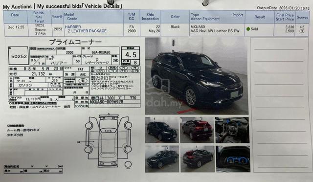 2021 Toyota HARRIER 2.0 Z LEATHER (A)4.5B 22K KM - 4