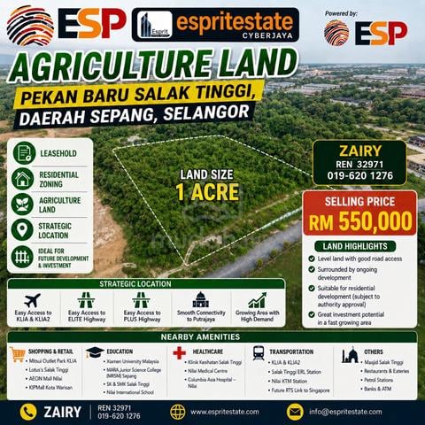 AGRICULTURE LAND RESIDENTAL ZONNING Nearby Kota Warisan 1